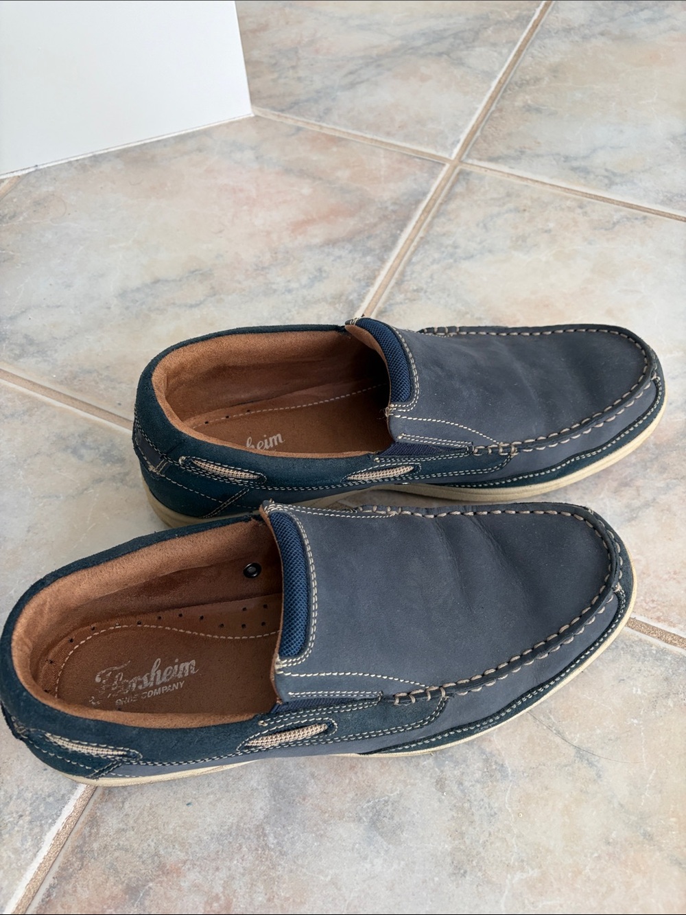 Florsheim Men's Navy Leather Slip-On Loafers